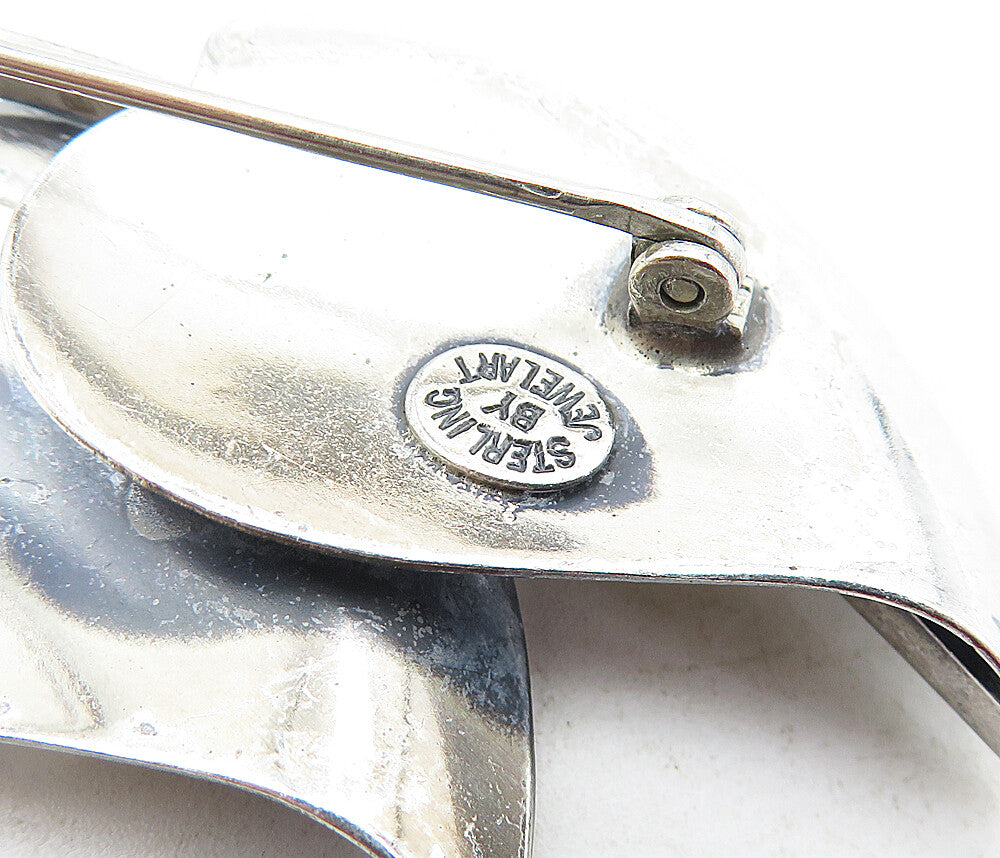 JEWEL ART 925 Sterling Silver  Vintage Oxidized Floral Leaf Brooch Pin  BP1969