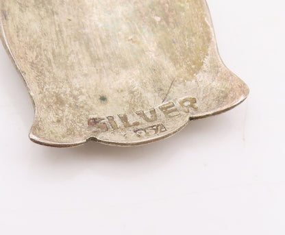 925 Sterling Silver Vintage Pendant Intricate Floral Leaf Motif Charm  PT25588