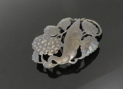 HANDERBEIT 925 Sterling Silver  Vintage Oxidized Grape Vine Brooch Pin  BP8502