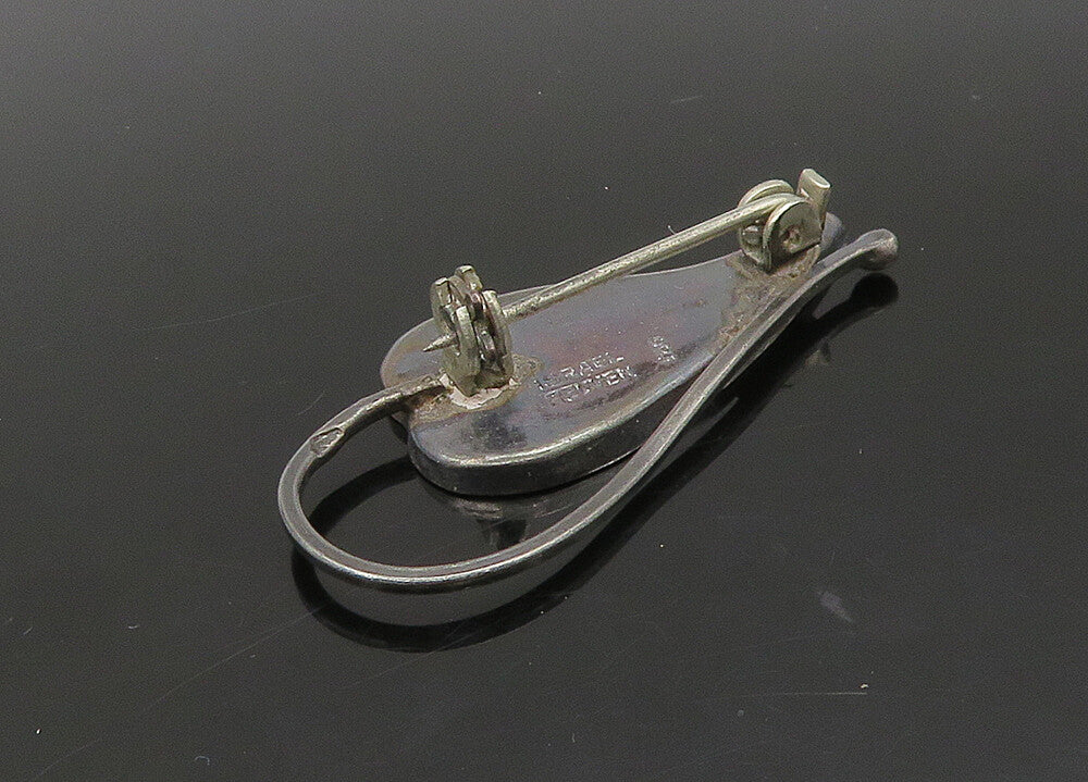 ISRAEL 925 Silver  Vintage Mother Of Pearl Mosaic Leaf Brooch Pin  BP8994