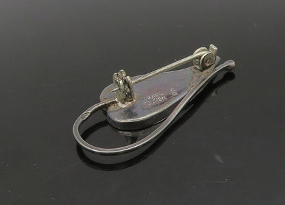 ISRAEL 925 Silver  Vintage Mother Of Pearl Mosaic Leaf Brooch Pin  BP8994