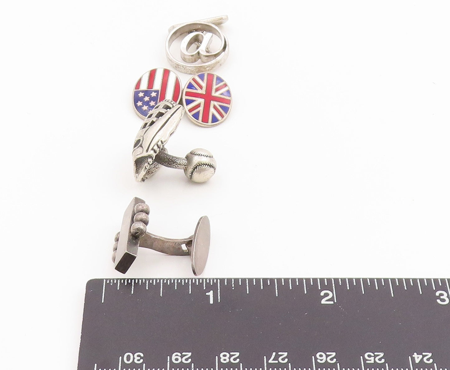 925 Sterling Silver Vintage Cufflinks Enamel Designer Single Pieces  TR4238