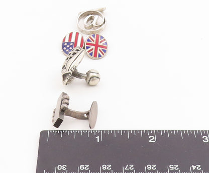 925 Sterling Silver Vintage Cufflinks Enamel Designer Single Pieces  TR4238