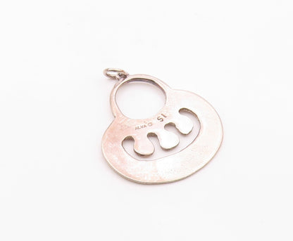 ALVA 925 Sterling Silver  Vintage Smooth Cutout Design Drop Pendant  PT9591