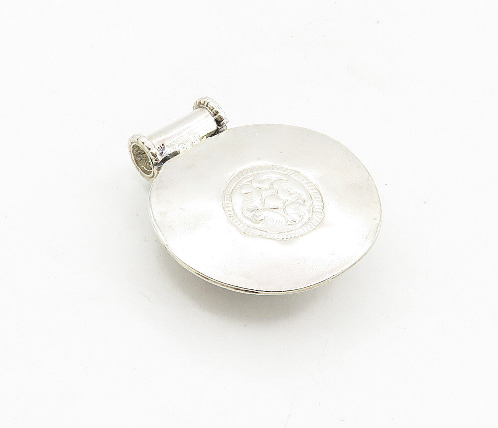 925 Sterling Silver  Vintage Turquoise Swirl Pattern Slide Pendant  PT6442