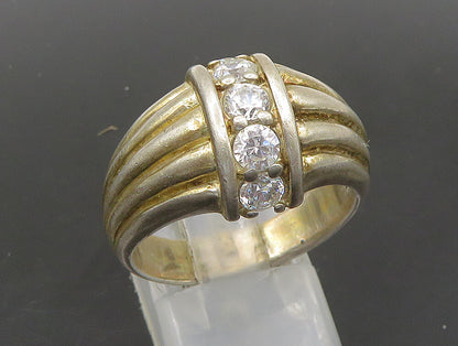 925 Sterling Silver  Vintage Cubic Zirconia Fluted Band Ring Sz 9.5  RG23841