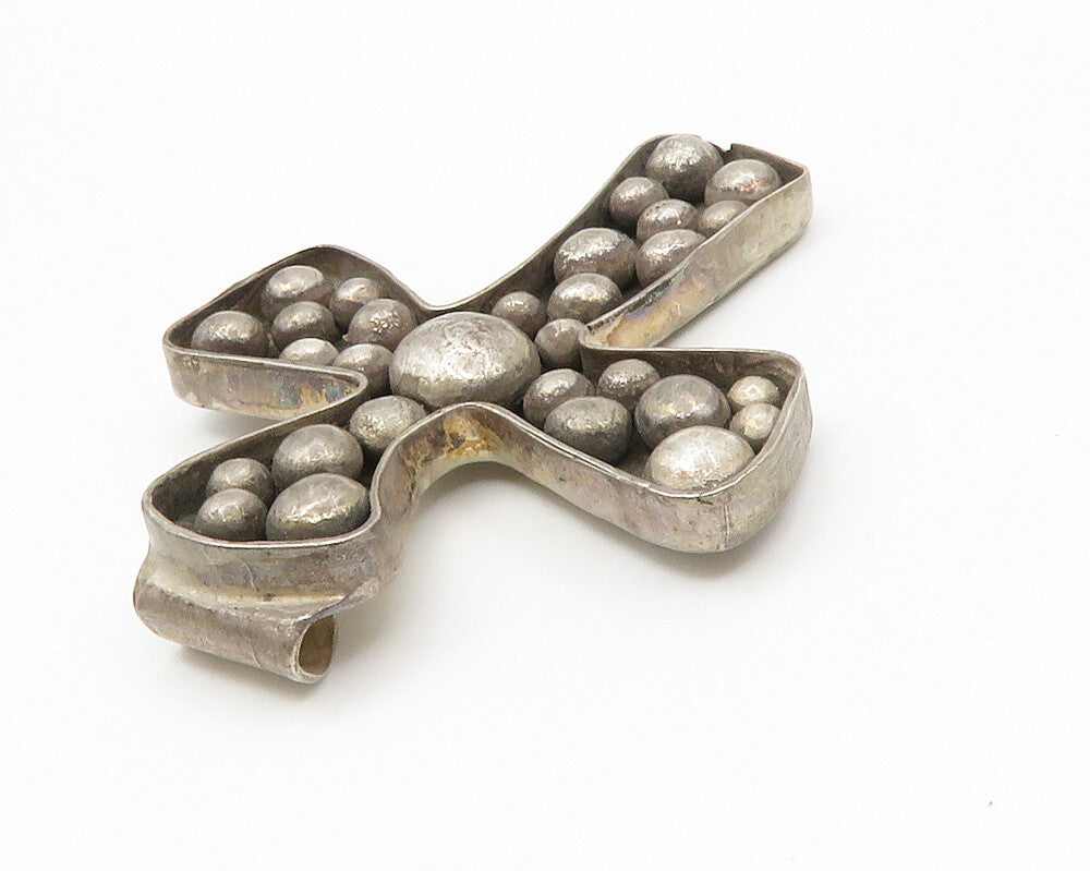 925 Sterling Silver  Vintage Antique Religious Cross Dark Tone Pendant PT10725