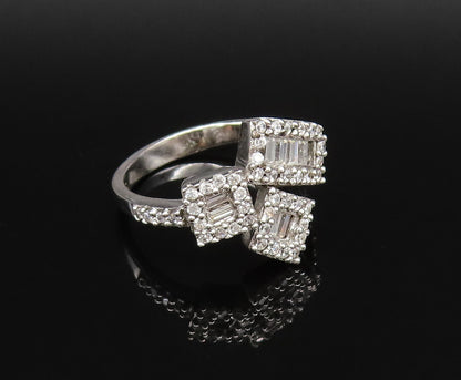 925 Silver  Vintage Beautiful Multi Stone White Topaz Ring Sz 7  RG25793