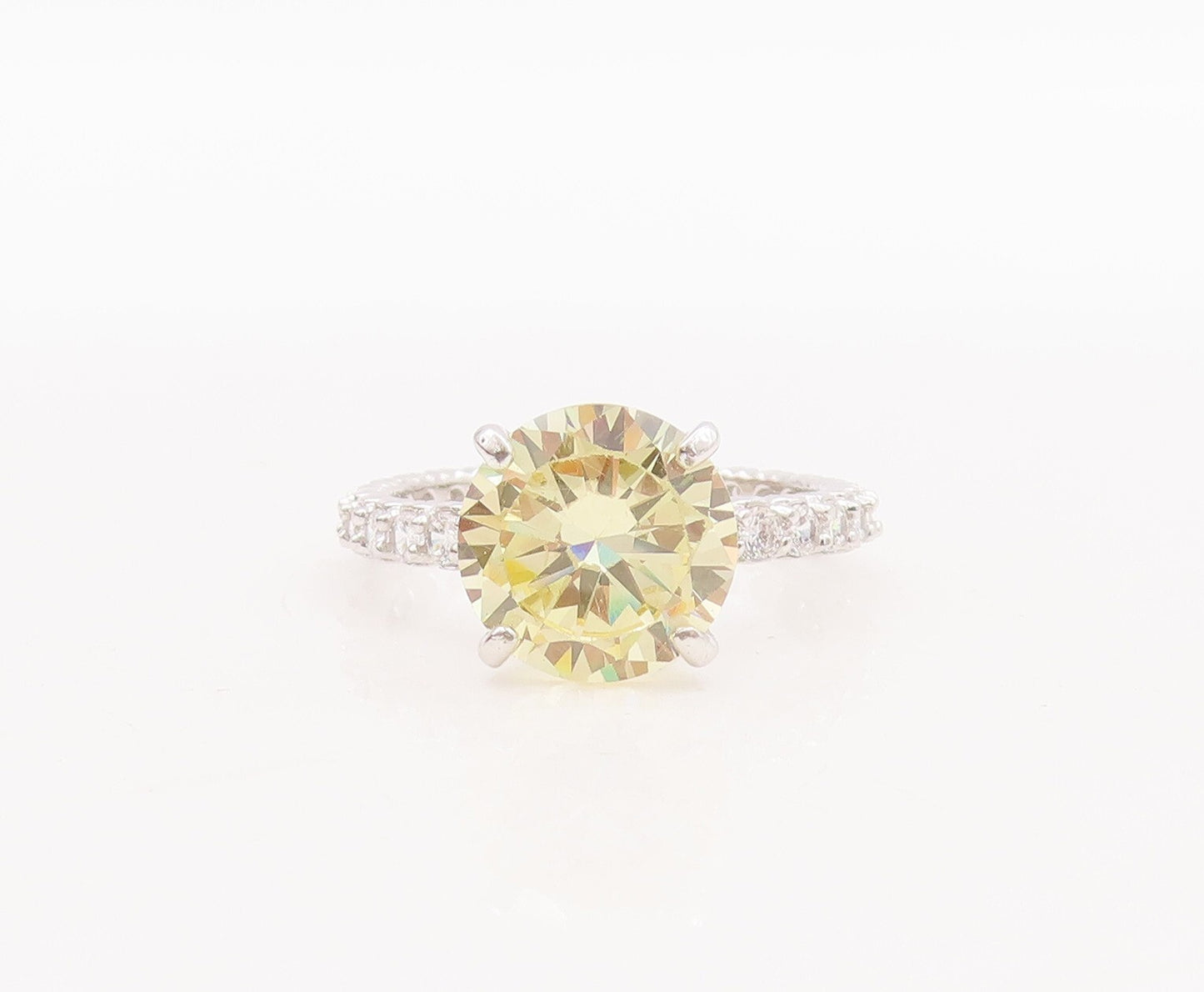 925 Sterling Silver Vintage Ring All Shank CZ Inlay Round Citrine  Sz 7  RG28776