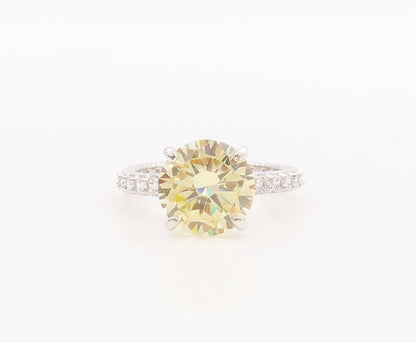 925 Sterling Silver Vintage Ring All Shank CZ Inlay Round Citrine  Sz 7  RG28776