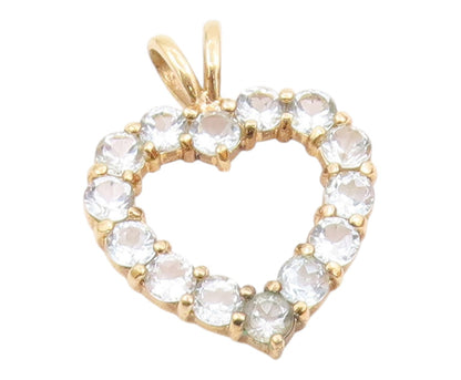 925 Silver  Vintage Blue Topaz Gold Plated Open Love Heart Pendant  PT18417