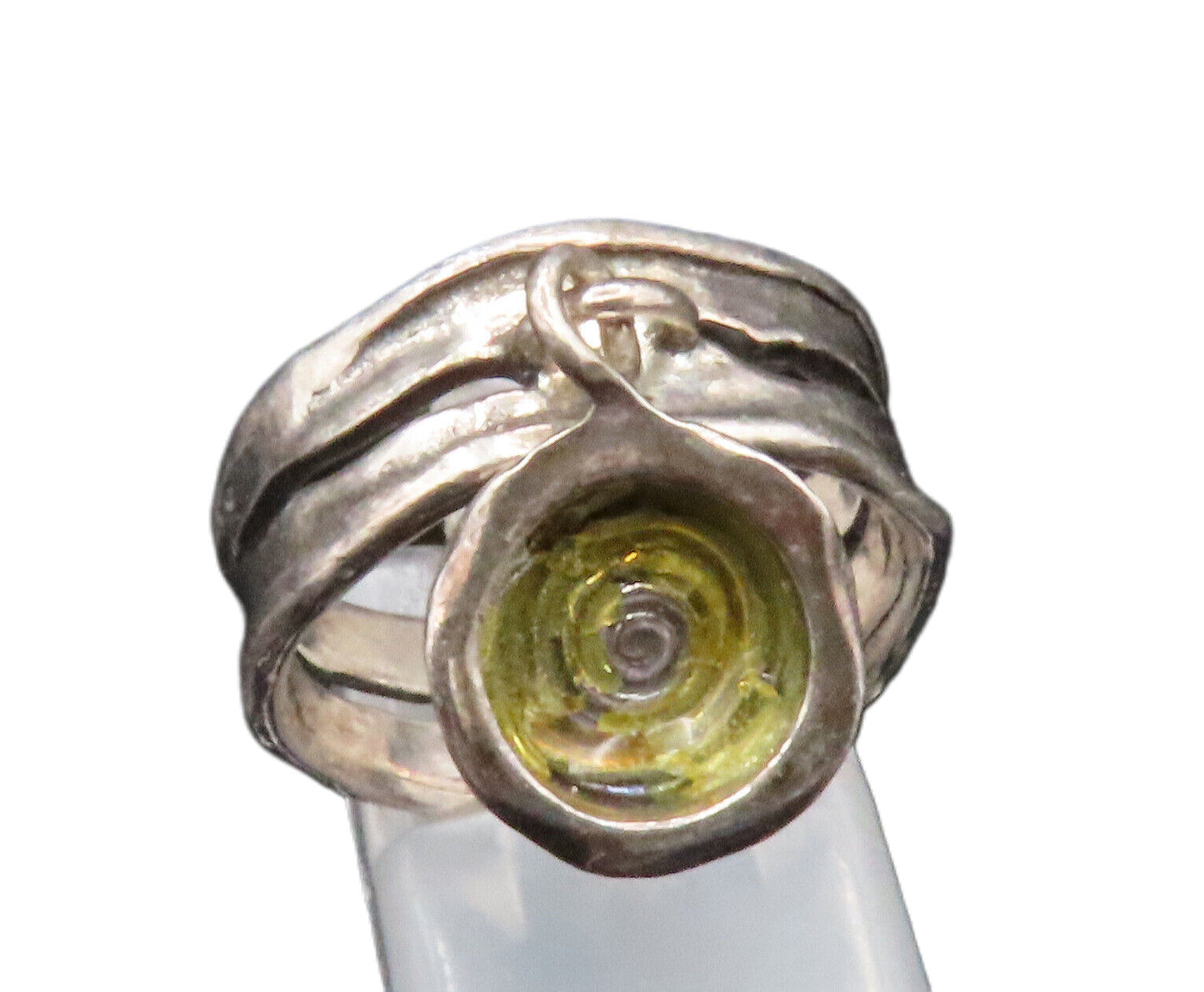 ISRAEL 925 Silver  Vintage Open Wavy Band Spiral Charm Ring Sz 7.5  RG25251