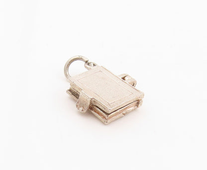 925 Sterling Silver Vintage Pendant Carved Holy Bible Book Charm OPENS  PT25409