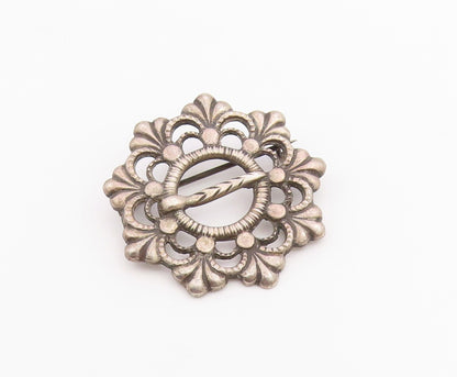 AKSEL HOLMSEN NORWAY 925 Silver  Vintage Antique Round Open Brooch Pin  BP8168