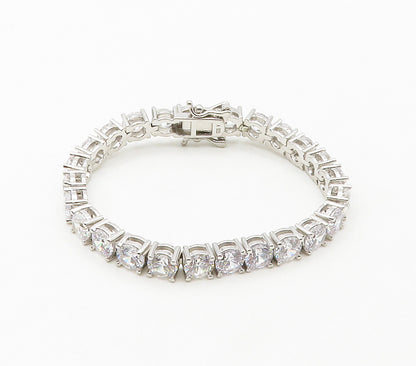 925 Sterling Silver  Shiny Round Cut Cubic Zirconia Tennis Bracelet  BT6523
