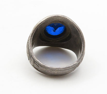 925 Silver  Vintage Blue Topaz John Ericsson JHS 1977 Class Ring Sz 9  RG15969
