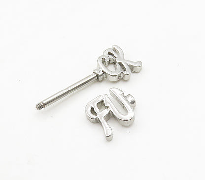 925 Sterling Silver  Shiny Smooth Screw End Body Piercing Barbell  TR2181