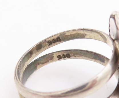 925 Sterling Silver Vintage Ring Oval Rhodochrosite Split Band  Sz 6.5  RG34817