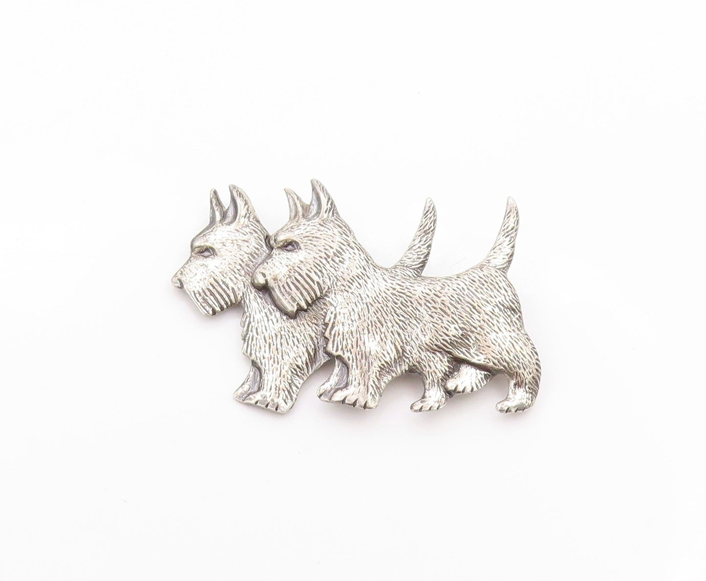 925 Sterling Silver Vintage Brooch BEAU Cutout Twin Scottie Dogs  BP11608