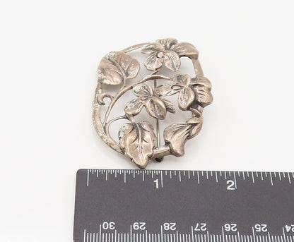 DANECRAFT 925 Silver  Vintage Fashion Flower Cutout Oval Brooch Pin  BP10176