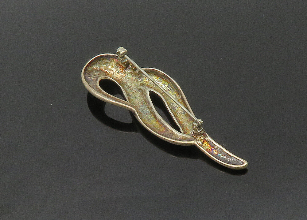 925 Sterling Silver  Vintage Shiny Smooth Swirl Brooch Pin  BP8591