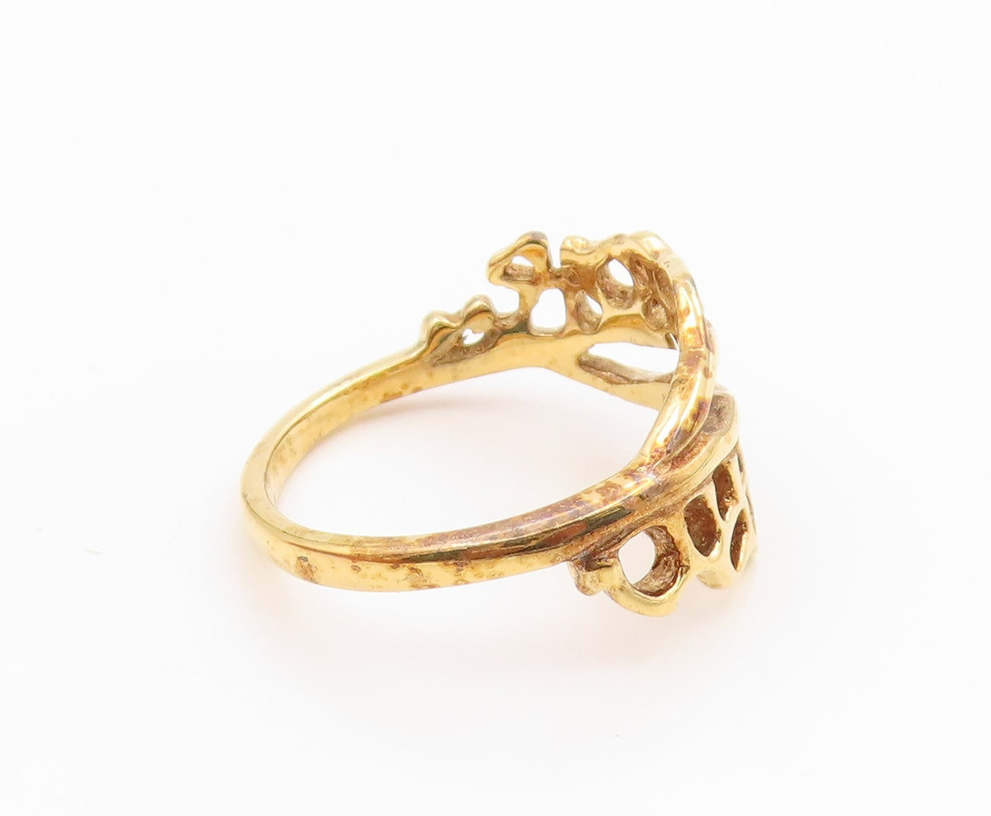 925 Sterling Silver Vintage Ring Gold Plated Openwork Multi Band Sz 9.5 RG36228