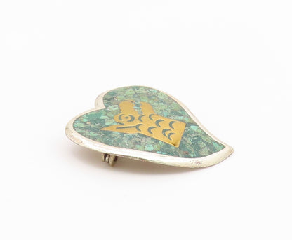 TAXCO 925 Silver  Vintage Turquoise Animal Head 2 Tone Brooch Pin  BP8150