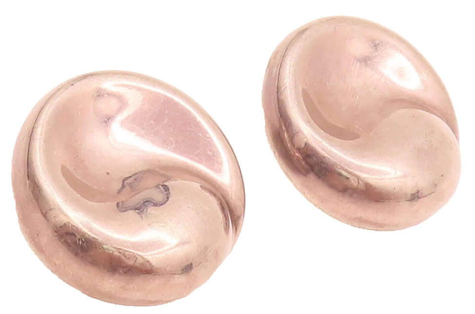 LOPEZ REYES 925 Silver  Vintage Modernist Solid Clip Back Earrings  EG12445