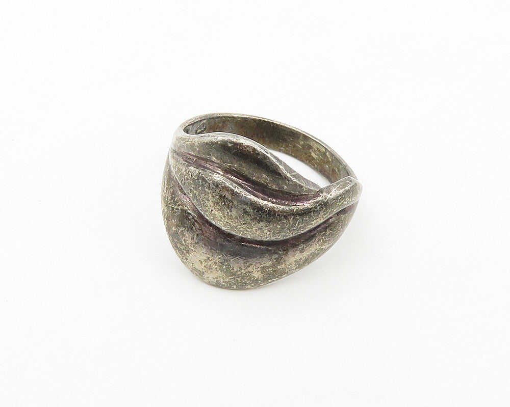 925 Sterling Silver  Vintage Dark Tone Smooth Tapered Band Ring Sz 9  RG17734