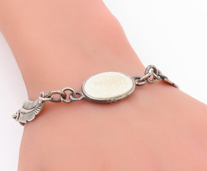 925 Sterling Silver Vintage Bracelet Gemstone With Feather Band  BT11306