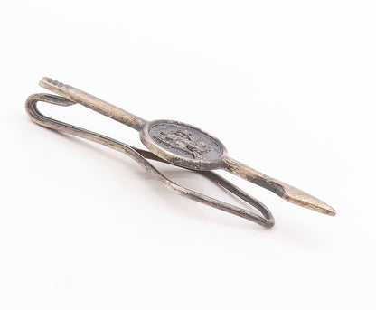 925 Sterling Silver Vintage Tie Clip DENMARK Etched Classic Lion Emblem  TR3955