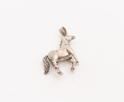 925 Sterling Silver Vintage Pendant Solid 3D Carved Moveable Horse  PT23426
