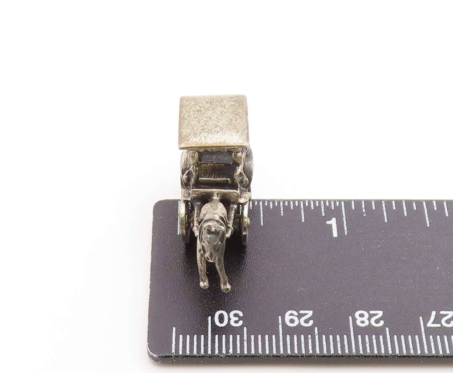 925 Sterling Silver Vintage Pendant BEAU Horse & Carriage Charm Moves  PT26278
