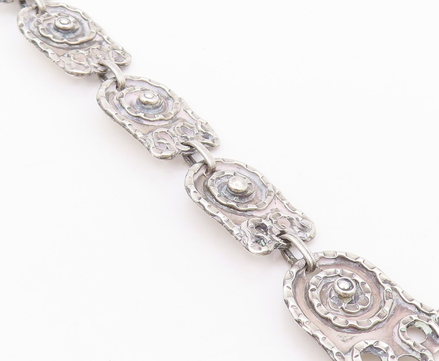 925 Sterling Silver Vintage Necklace MEXICO Real Multi Gemstones Royal  NE4487