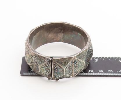 925 Sterling Silver Vintage Bracelet Antique Floral Geometric Bangle  BT12022