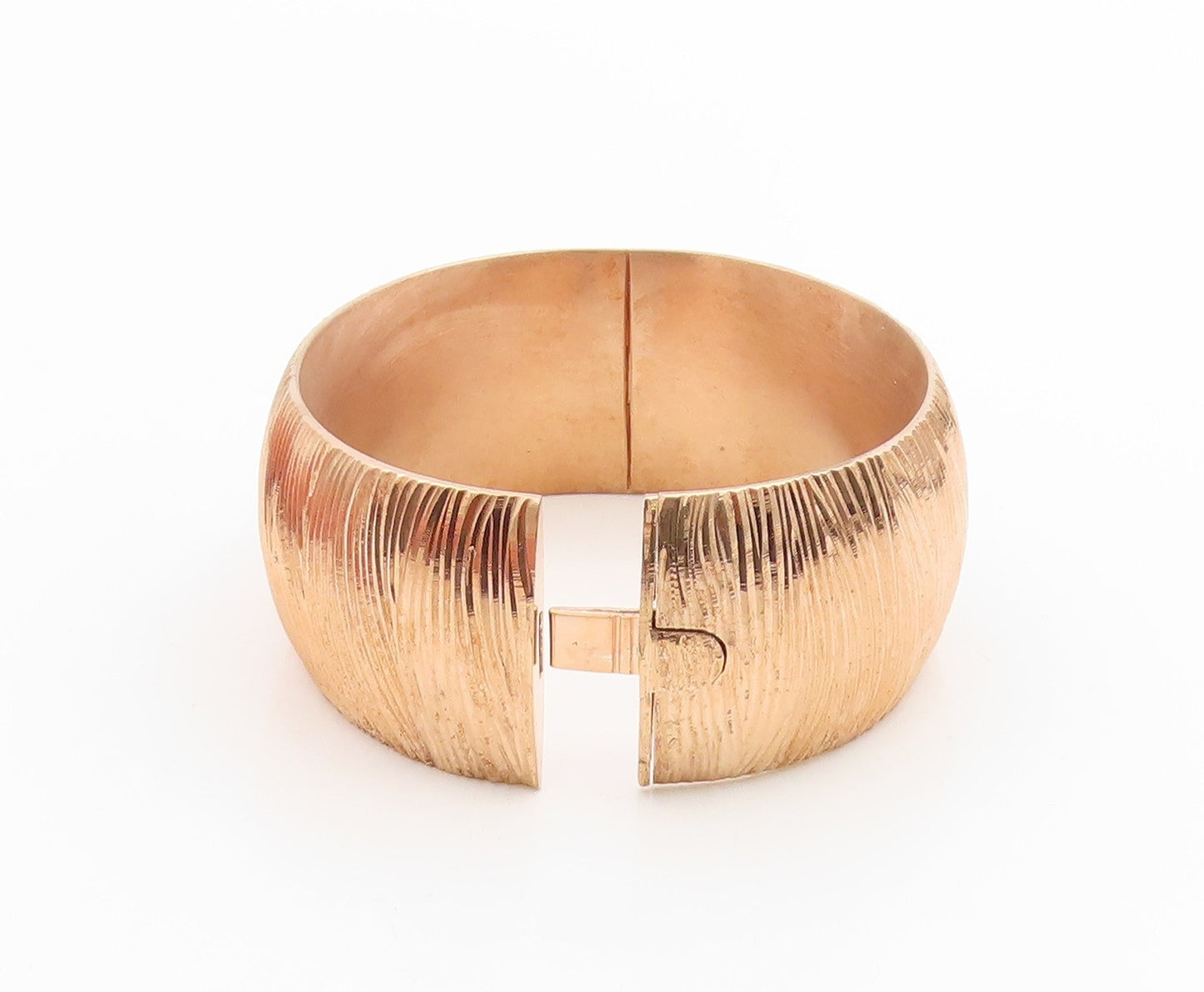 925 Sterling Silver Vintage Bracelet Gold Plated Textured Wide Bangle  BT12008