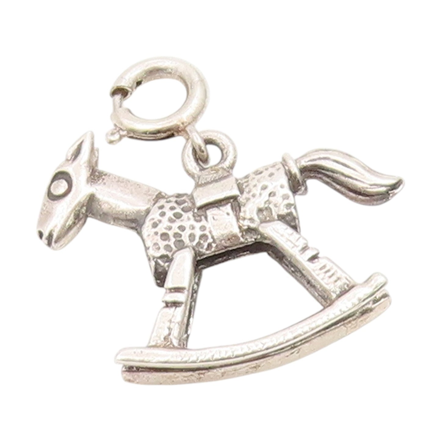 925 Sterling Silver Vintage Pendant Miniature Baby Rocking Horse Charm  PT25924