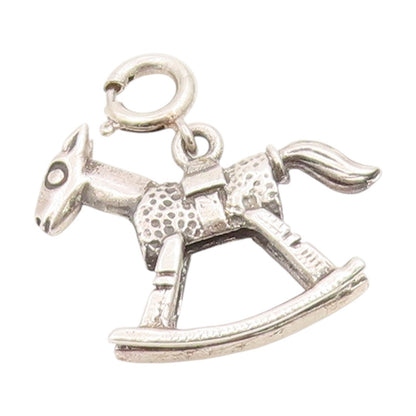 925 Sterling Silver Vintage Pendant Miniature Baby Rocking Horse Charm  PT25924