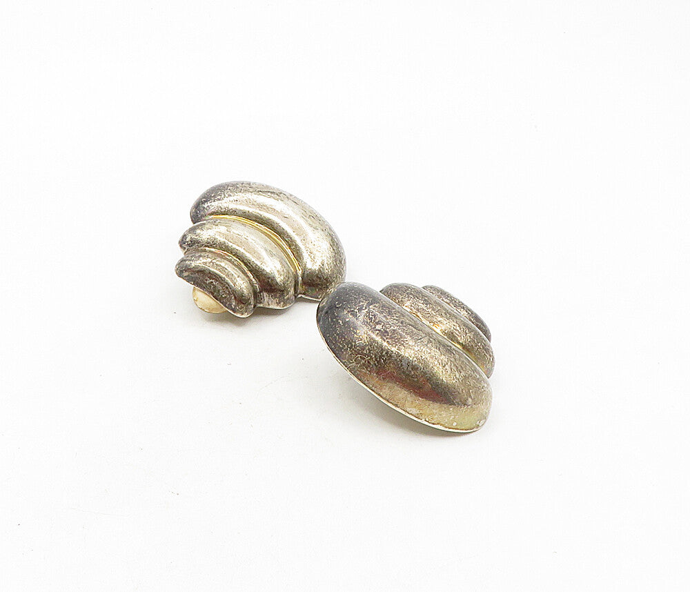 ZINA 925 Silver  Vintage Dark Tone Hollow Fluted Non Pierce Earrings  EG4684
