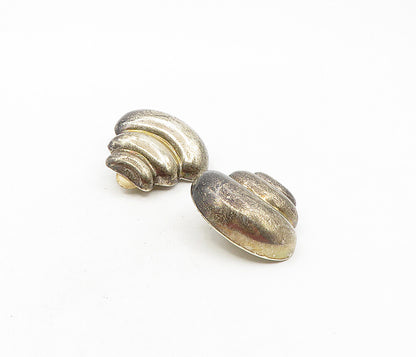 ZINA 925 Silver  Vintage Dark Tone Hollow Fluted Non Pierce Earrings  EG4684