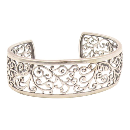 ROSS SIMON 925 Sterling Silver  Vintage Shiny Swirl Vine Cuff Bracelet  BT8859