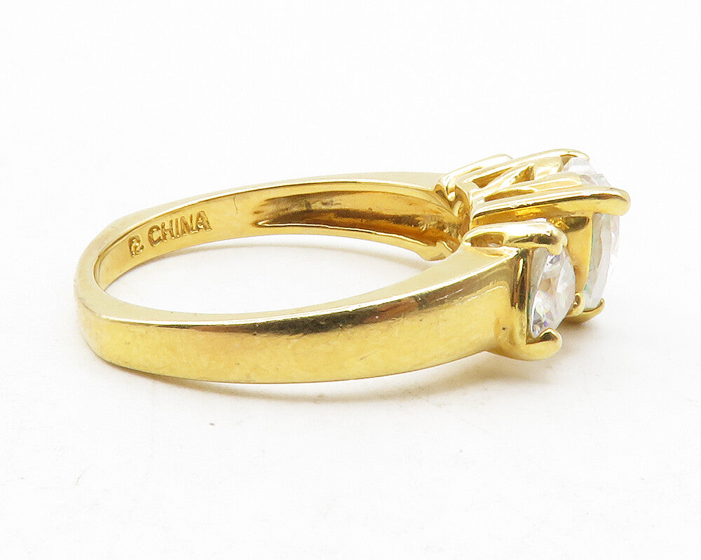 ROSS SIMON 925 Silver  Cubic Zirconia Gold Plated Cocktail Ring Sz 9  RG12261