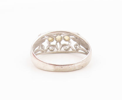 925 Sterling Silver Vintage Ring Elegant Citrine Openwork Band  Sz 7  RG36039