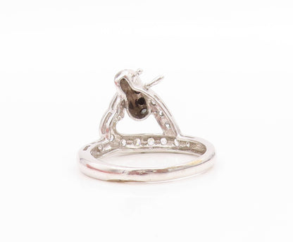 925 Sterling Silver Vintage Ring Sparkling CZ Love Heart Knot  Sz 7.5  RG33581