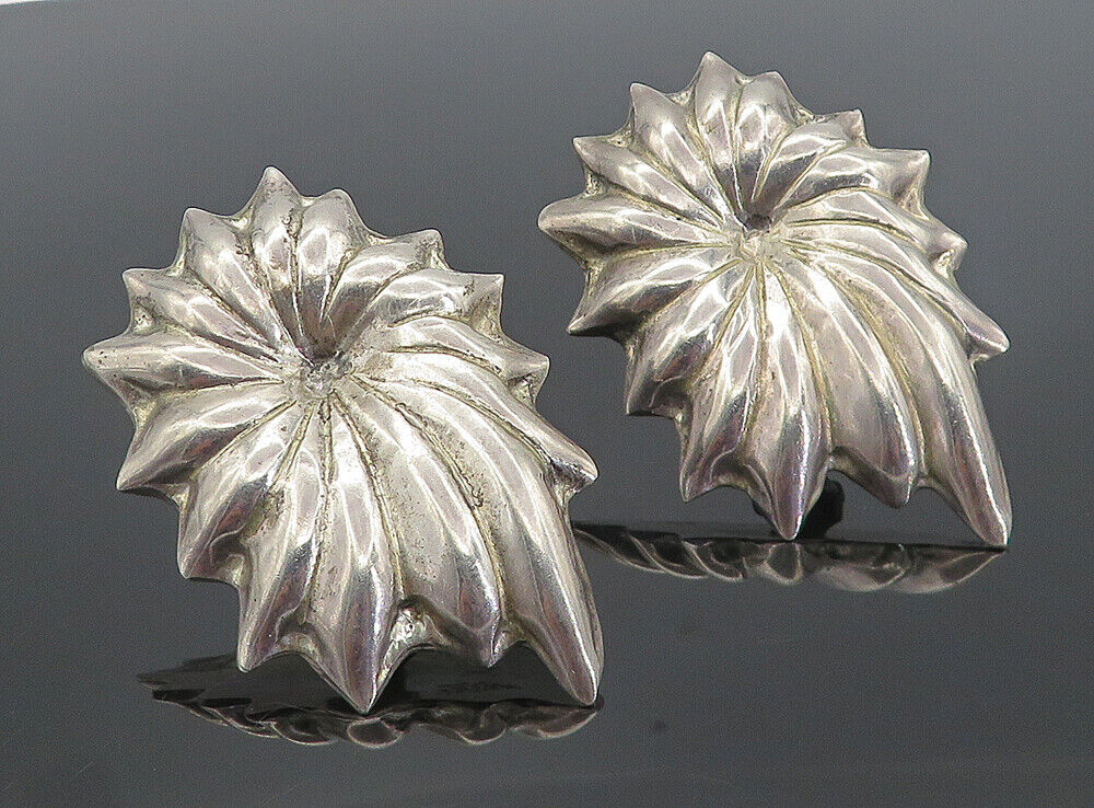 MEE MEXICO 925 Silver  Vintage Modernist Non Pierce Clip On Earrings  EG3331