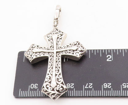925 Sterling Silver Vintage Pendant Swirly Openwork Religious Cross  PT25427