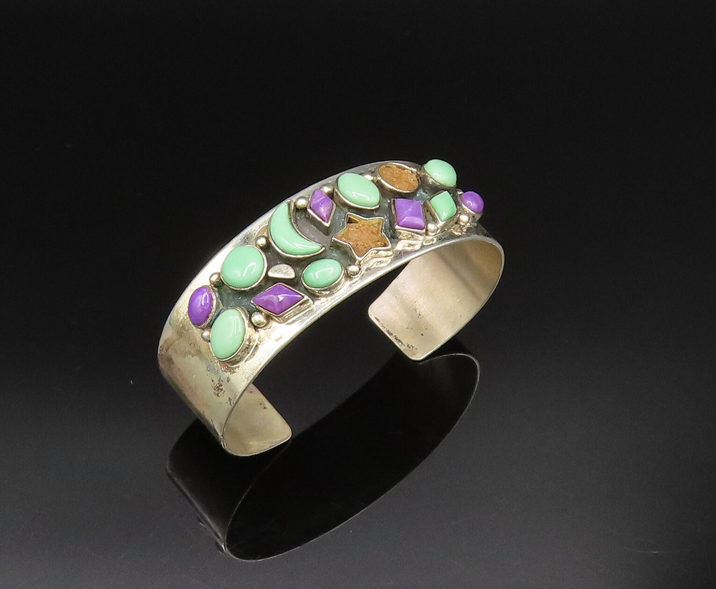 DTR JAY KING 925 Silver  Vintage Aventurine & Charoite Shapes Bracelet  BT9572