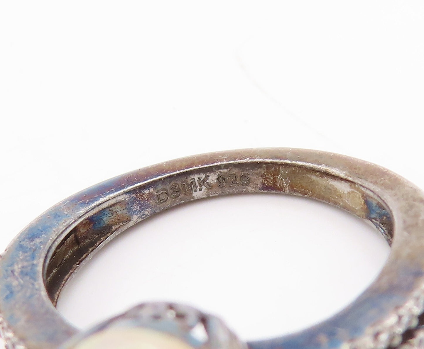 925 Sterling Silver Vintage Ring Oval Fire Opal Topaz Split Band  Sz 7  RG29256