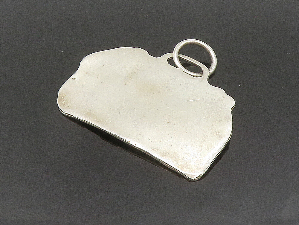925 Sterling Silver  Vintage Etched Travel Duffle Bag Flat Pendant  PT20163