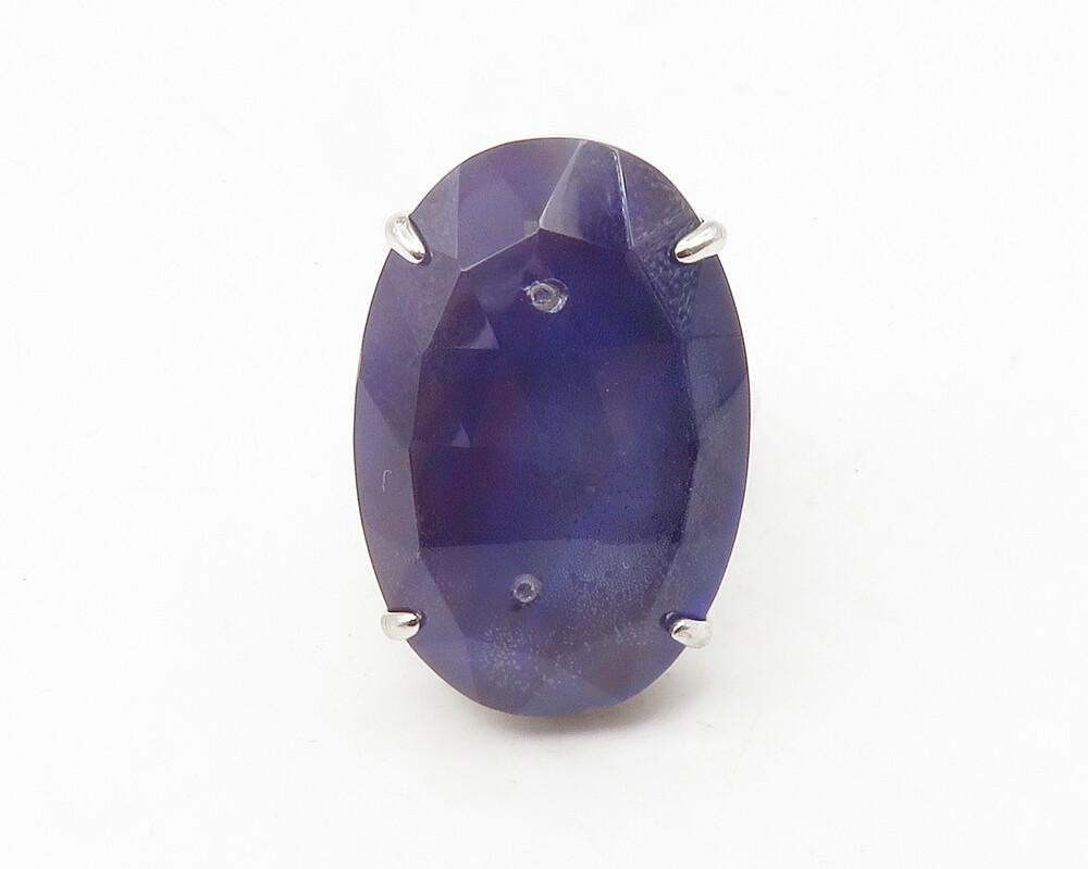 925 Sterling Silver  Prong Set Faceted Tanzanite Cocktail Ring Sz 8  RG11777
